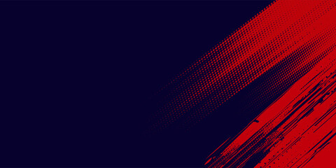 Wall Mural - Halftone dots red and blue color pattern gradient grunge texture background. Dot pop art comic sport style vector illustration. grunge vector dots