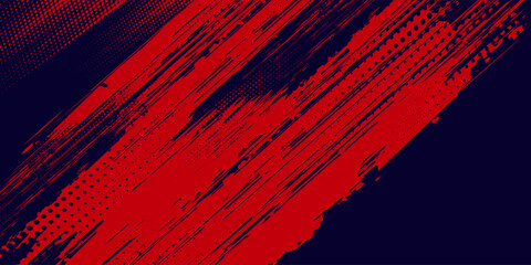 Wall Mural - Halftone dots red and blue color pattern gradient grunge texture background. Dot pop art comic sport style vector illustration. grunge vector dots
