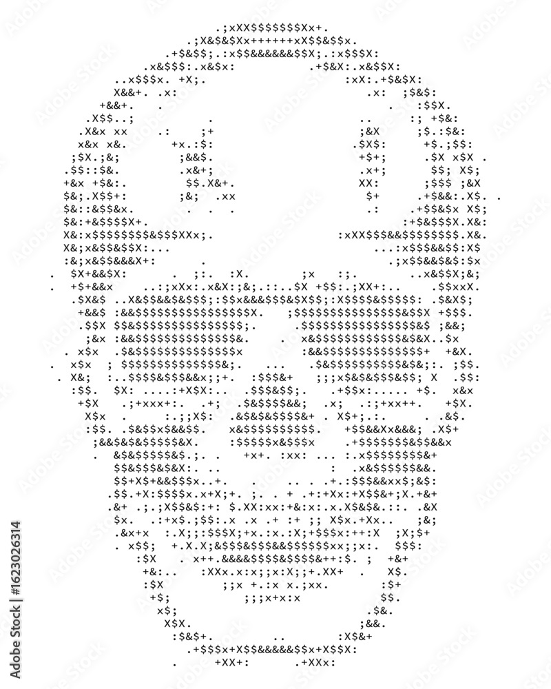 Skull Silhouette from Numbers 0 and 1. ASCII Art. Computer Virus ...