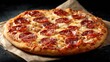© Fancy Imagination - Whole pepperoni and mozzarella pizza on paper napkin with black table background
