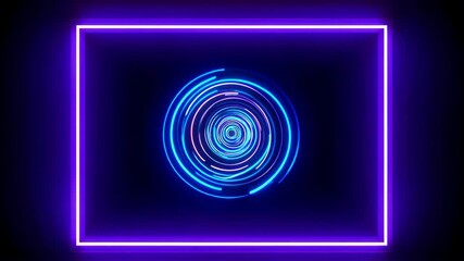 Wall Mural - Neon spiral light effect in purple border Neon spiral technological back