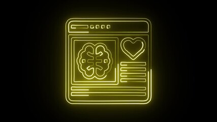glowing neon website development icon isolated, black background, HD video motion graphic animation for online platforms, design, and digital presence