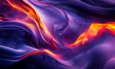 Wall Mural - Ethereal flow of vibrant purple and orange nebula.