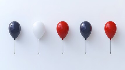 Wall Mural - Five Colorful Balloons Minimalist Design Background