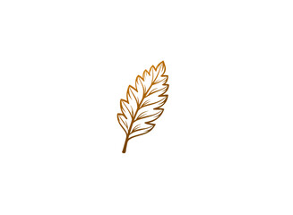 Wall Mural - Golden line art of a leaf isolated on a transparent background in PNG format.