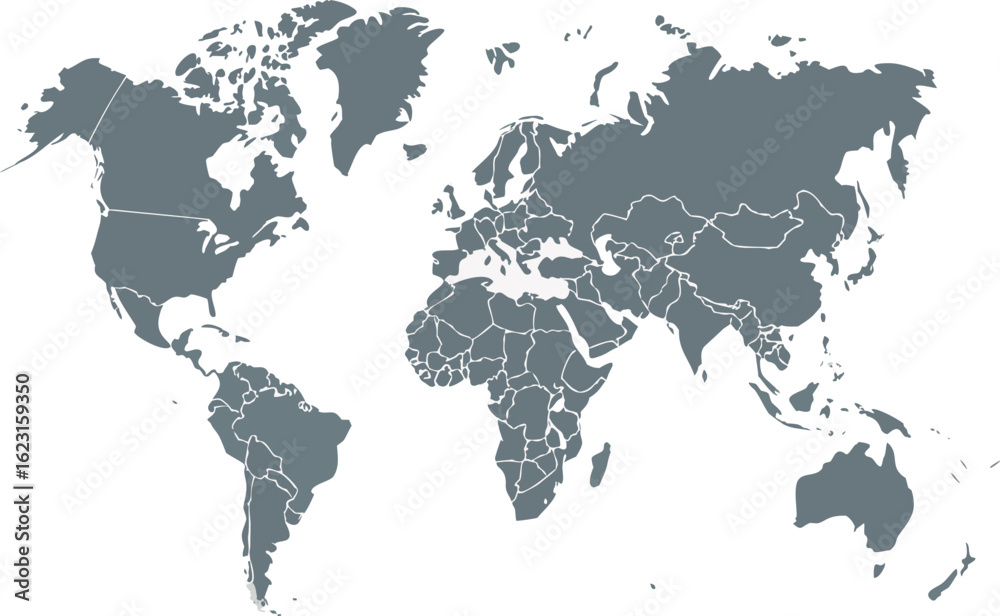 Detailed political world map with country borders Stock Vector | Adobe ...