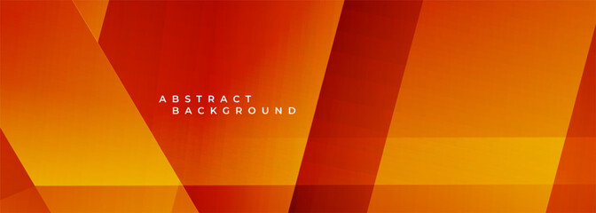 Wall Mural - Orange modern abstract wide banner with geometric shapes. Red and yellow minimalist abstract background. Vector illustration