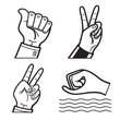 ©  AMINA 1122 - Set of four stylized hand gestures including thumbs up and peace sign icons