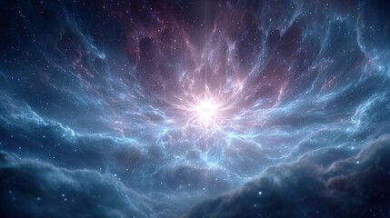 Wall Mural - Radiant Star in Colorful Space Nebula
