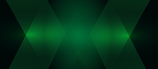 Poster - Green abstract background overlap layer on dark space with diagonal lines effect decoration. 