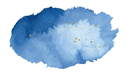 Wall Mural - ethereal watercolor texture blending blues with golden specks on transparent setting