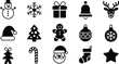 © SATHI - Collection of classic christmas icons in black and white silhouette