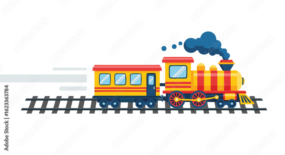 Dynamic Train Cartoon Animated Railroad Adventure: A Vector Depiction of a Classic Steam ...