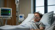 © JuananSH - Young boy in a hospital bed with an oxygen mask and medical monitors, symbolizing pediatric health, illness, and intensive care
