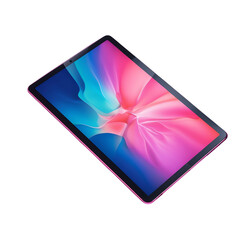 Sleek tablet featuring a vibrant and colorful display for modern technology use isolated on transparent background
