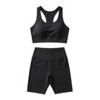 © PNG Lab - Black sports bra and biker shorts workout set