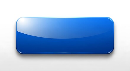 A glossy blue rounded button isolated on a white background