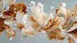 © PNG - Abstract Fluid Art with Splashes of White and Earthy Tones on Light Background