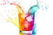 © Jill Dundee - Abstract Illustration of a Vibrant Cocktail in a Glass with Colorful Splashes