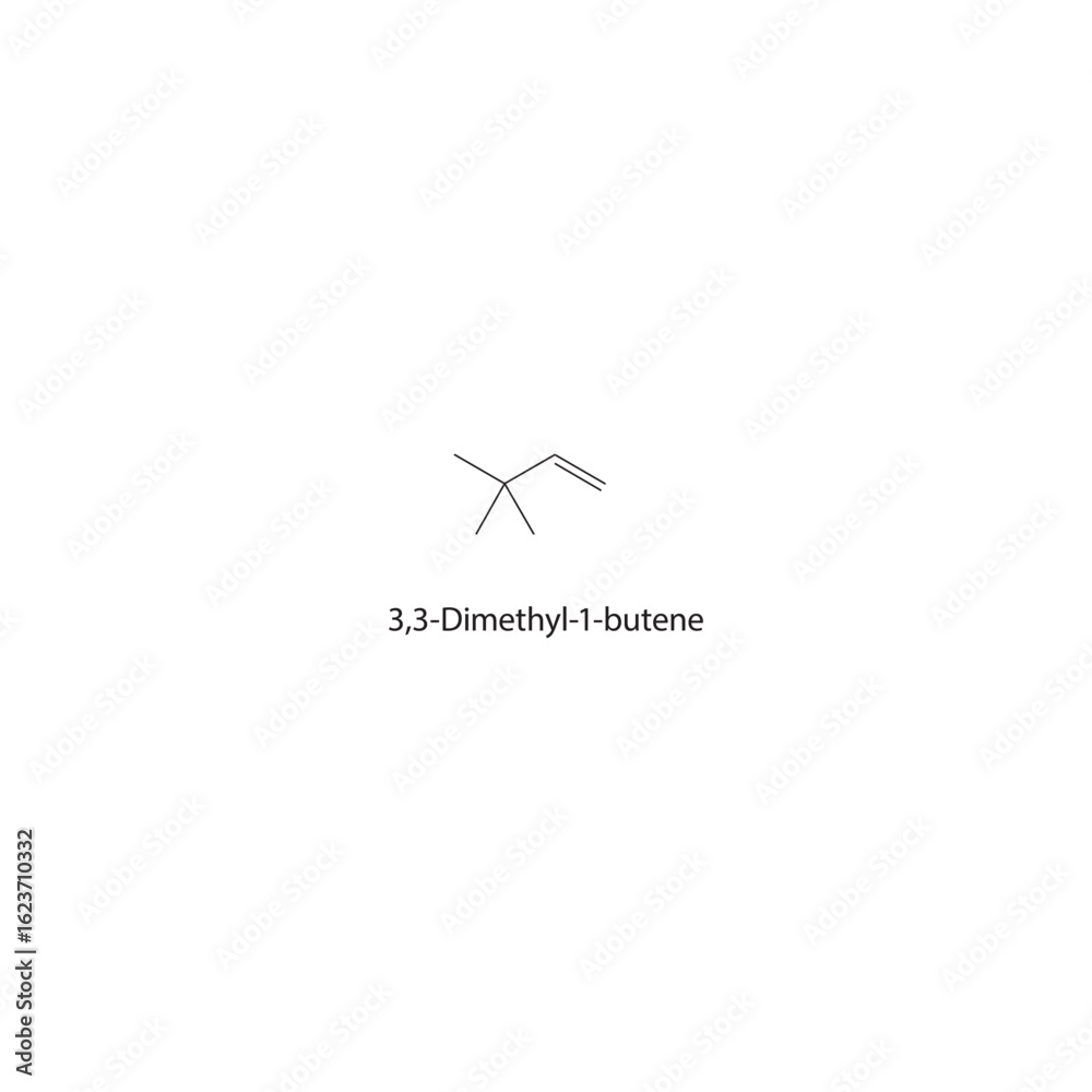 3,3-Dimethyl-1-butene skeletal structure. Alkene compound schematic ...