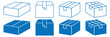 © Hike Studio 2 - Box stack icon. Cargo delivery symbol. Paper and wooden box shipping. cube icon symbol with three blocks. cubic building. Box icons set. Shipping, delivery box or container icons. eps 10