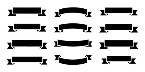 versatile collection of twelve black banner silhouettes, perfect for adding stylish accents to your 