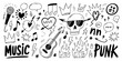 © Png Art - Hand-drawn music punk doodles: skulls, crowns, guitars, and more.
