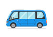 © X Vector - Blue shuttle van cartoon a vector minibus with big windows on white