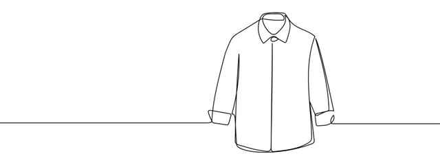 Wall Mural - Simple hand drawn continuous vector line of isolated long sleeve shirt on transparent background. stroke editable