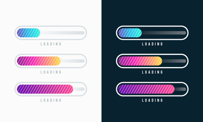 Fototapete - set of Loading bar vector illustration. Progress visualization. Loading status collection. Web design elements, Loading Infographic vector template