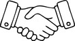 © Darmanto - A simple black and white line art illustration of a professional business handshake, symbolizing partnership, agreement, and a successful deal.