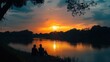 © Jack - A peaceful moment capturing the silhouette of a couple enjoying the sunset by the river during festive season