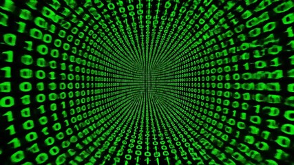 Digital tunnel with binary code, and green.