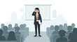 © Chelsi - Stressed Presenter Facing Audience During Business Presentation Or Public Speaking