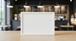 © Nima - Horizontal Blank Frame Mockup on Wooden Table in Modern Coffee Shop
