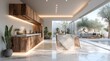 © Sufyan - Modern kitchen opens to a serene outdoor patio with pool