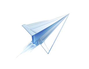 Wall Mural - abstract blue geometric paper airplane with transparent background