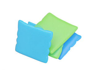 Wall Mural - abstract composition of overlapping blue and green three-dimensional squares against transparent bac