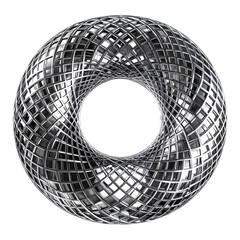 Wall Mural - abstract metallic geometric torus shape with intricate pattern isolated on transparent background