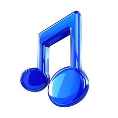Wall Mural - glossy blue musical note isolated against transparent background with light reflection