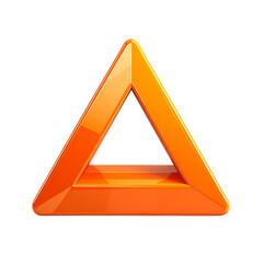 Wall Mural - glossy three dimensional orange triangle isolated on transparent background