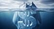 © abu - Dollar Sign Hidden Underwater Iceberg with Cloudy Sky Representing Financial Risks