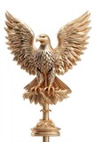 Gold eagle finial on white background