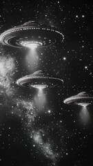 Wall Mural - Fictional alien ship soaring through a cosmic abyss.
