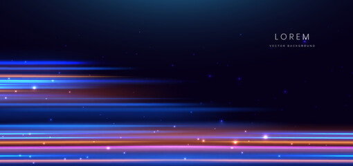 Canvas Print - futuristic speed lines on dark blue background with lighting effect.