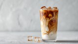 iced caramel macchiato with milk swirl