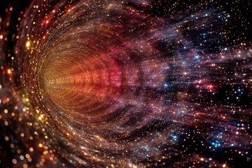 Wall Mural - vibrant cosmic tunnel showcasing swirling colors and stars, inviting exploration through the depths 