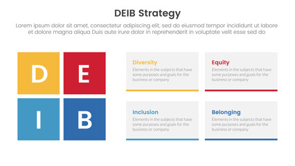 Poster - DEIB diversity strategy infographic 4 point stage template with rectangle box combination for slide presentation