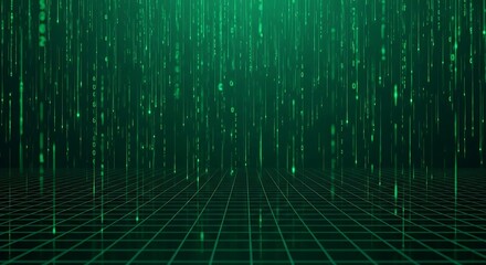 Abstract Green Matrix Digital Rain Background for Technology and Coding Concepts
