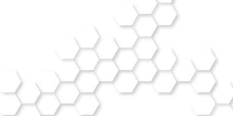 Wall Mural - abstract white line hexagon geometric pattern seamless background, minimalist hexagon display with r